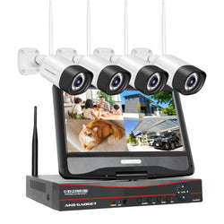 防犯カメラ 屋外 セット 家庭用 監視カメラ 4台 500万画素 モニター一体型 ワイヤレス wifi HDD内蔵 常時録画 簡単設定 1年保証　05023