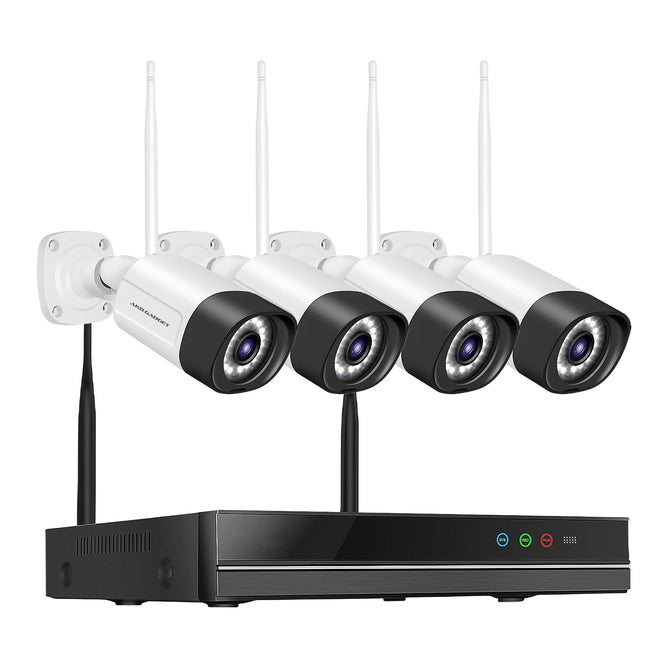 防犯カメラ 屋外 ワイヤレス 4台セット 工事不要 Wi-Fi 録画機セット HDD搭載　防犯灯 双方向通話・遠隔監視　最大16台増設対応 家庭用 業務用　05065