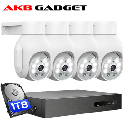 防犯カメラ 屋外 poe給電 セット 家庭用 PTZカメラ ４台セット 録画機セット 500万画像 防犯灯付き 動体検知 AI自動追尾 常時録画 遠隔監視 監視カメラ