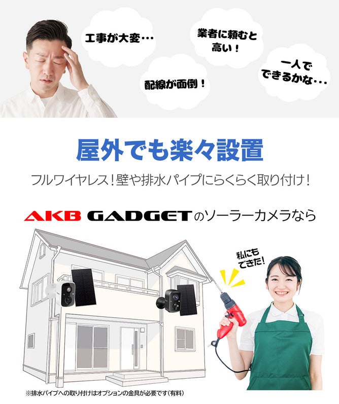 防犯カメラ 家庭用 見守りカメラ ペットカメラ バッテリー内蔵 屋内屋外両用 ベビー スマホ 同時通話 上書き録画 400万画素 ワイヤレス SD録画 ソーラー対応