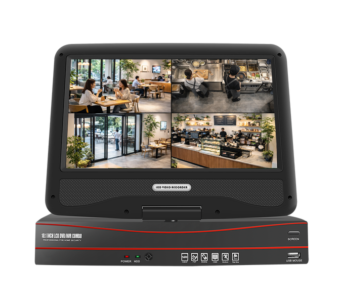 モニタ一体型NVR Wifi 10チャネル 常時記録 無線カメラに対応 ネット環境不要 ハードディスク容量選べる　WS-10V-10（赤黒）Wifi