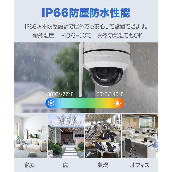 防犯カメラ 屋外 ワイヤレス 監視カメラ wifi ドーム型 PTZ 家庭用 自動追尾 遠隔監視 AI検知 500万画素 NVR増設可能 屋内屋外兼用 上書き録画 AC-HC905