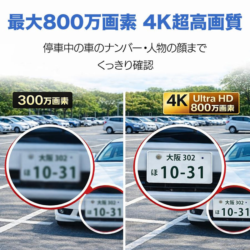 防犯カメラ 家庭用 屋外 工事不要 wifi 最大800万画素 4k PTZ 自動追尾 監視カメラ 4台セット セキュリティカメラ ワイヤレス 16インチモニタ― 大画面