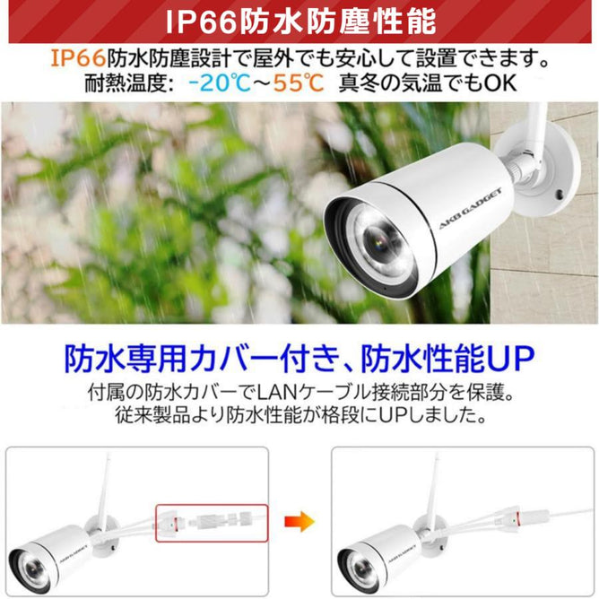 防犯カメラ ワイヤレス 屋外 監視カメラ 家庭用 wifi ネットワークカメラ 500画素 動体検知 IP66 防水防塵 スマホ遠隔監視 無線 業務用 LED防犯灯付き 見守り　AC-925B