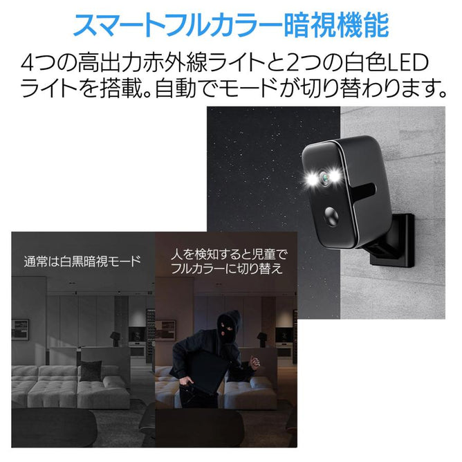 見守りカメラ 防犯カメラ wifi 家庭用 小型 ミニカメラ パンチルト高画質 遠隔監視 動体検知 暗視 簡単設置 配線不要 工事不要 APモード 水平回転 広角 屋内屋外　F7W
