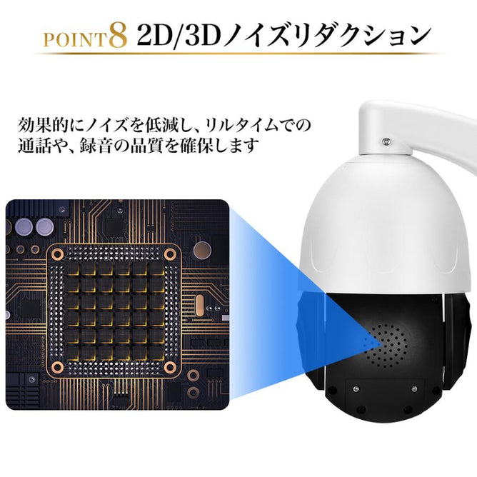 防犯カメラ 屋外 家庭用 POE給電 800万画素 パンチルト 30倍 光学ズーム 夜間カラー撮影 双方向会話 防水 遠隔監視 上書き録画 ナイトビジョン 屋内 Yシリーズ POE-Y8-1WAC30