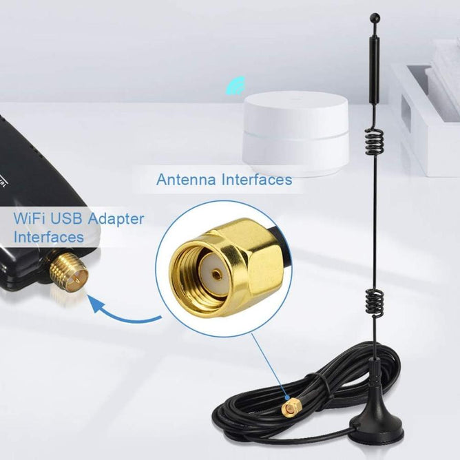 延長ケーブル Wifiアンテナ 3m Wifi 監視防犯カメラ 汎用ブースターアンテナ マグネットアンテナ 7dBi 高感度 WANT01