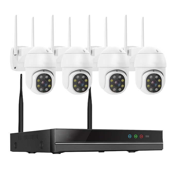 防犯カメラ 屋外 家庭用 セット wifi 事務所用 高精細 500万画素 センサーライト 監視カメラ ワイヤレス 4台セット PTZ機能 人物検知 ネット環境不要 HDD内蔵　WS-WK-4WAC305