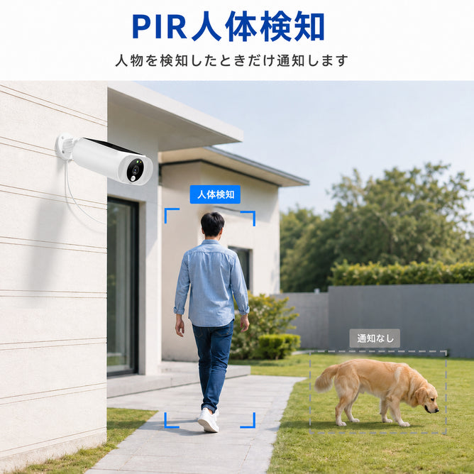 防犯カメラ 屋外 Wifi ソーラー一体型 赤外線暗視 人感センサー センサーライト付き 家庭用 400万画素 充電式 電源不要 監視カメラ 動体検知 双方向会話 SD録画　ASC-06
